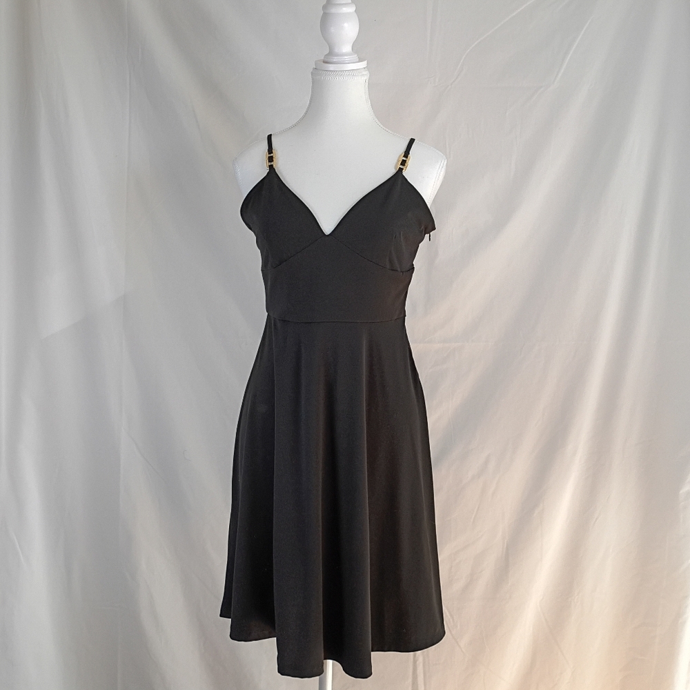 Michael Kors Party Cocktail Spaghetti Straps V-neck dress Black Size 4